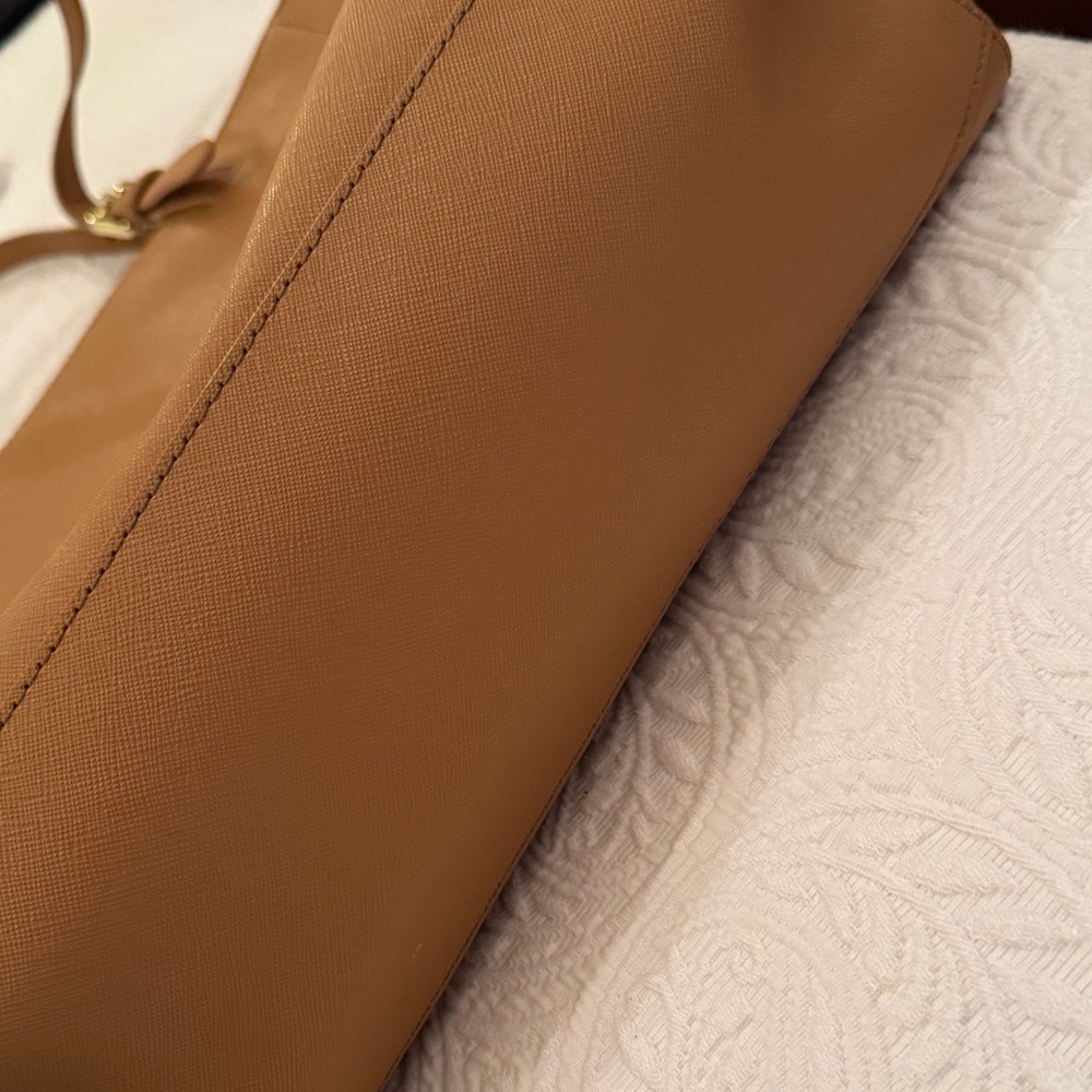 Tory Burch Tan Leather Tote Bag Purse - Picture 9 of 11